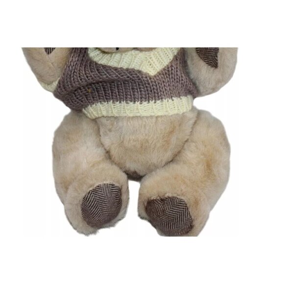 Vintage Plush Teddy Bear Knit Sweater 10" Jointed Soft Cuddly Tawain Toy - Picture 3 of 6